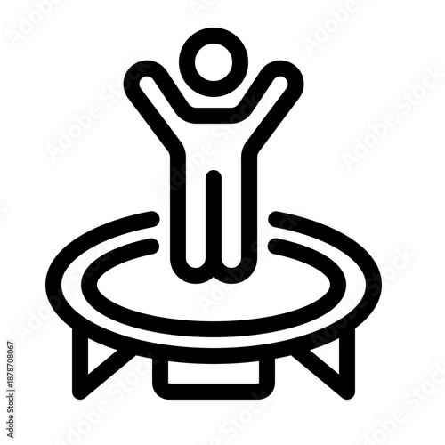 Trampoline Jump Icon for Fun, Success, and Achievement (Vector Line)