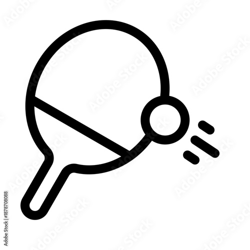 Table Tennis Racket and Ball Outline Icon