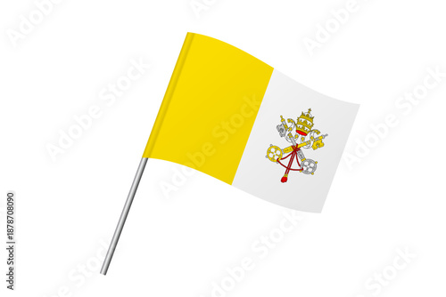 Vatican City flag - wavy stick flag of country, cultural identity and heritage. Represents national pride and unity. Vector flag isolated on white background.