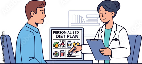 Doctor Explains Personalized Diet Plan to Patient in Clinic