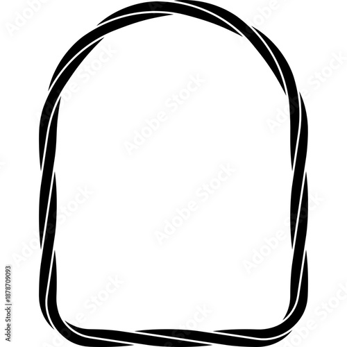 Nautical rope shape. Arch rope frame. Vector illustration isolated on white.