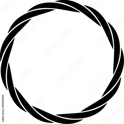Round rope shape. Circular rope frame for decoration. Vector illustration isolated on white.