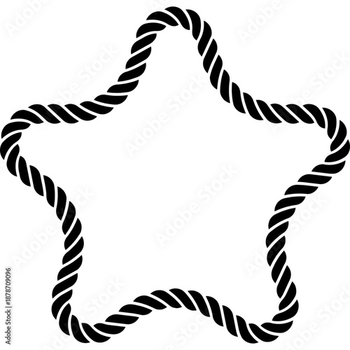 Star rope frame. Nautical circular rope silhouette. Vector illustration isolated on white.