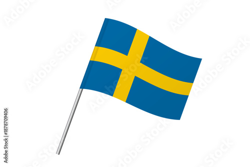 Sweden flag - wavy stick flag of country, cultural identity and heritage. Represents national pride and unity. Vector flag isolated on white background.