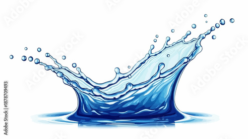 A dramatic splash of clear water captured in motion showcasing liquid dynamics and fluid artistry with droplets