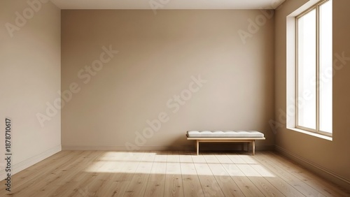 Minimalist Interior Design - Empty Room with Bench and Natural Light.