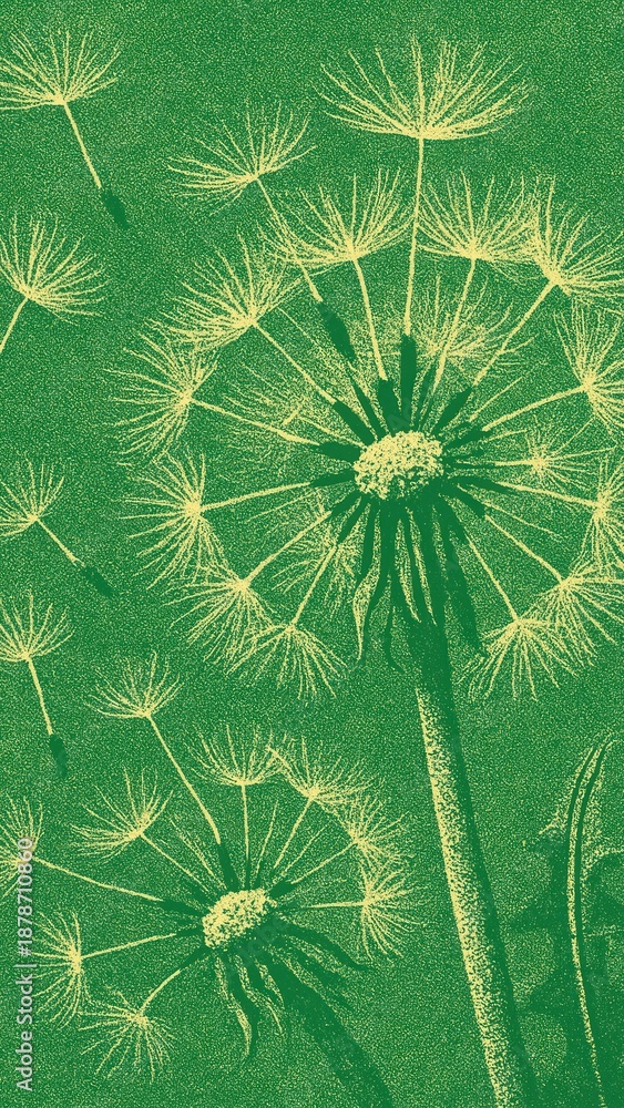 Naklejka premium Whimsical dandelion art mobile wallpaper