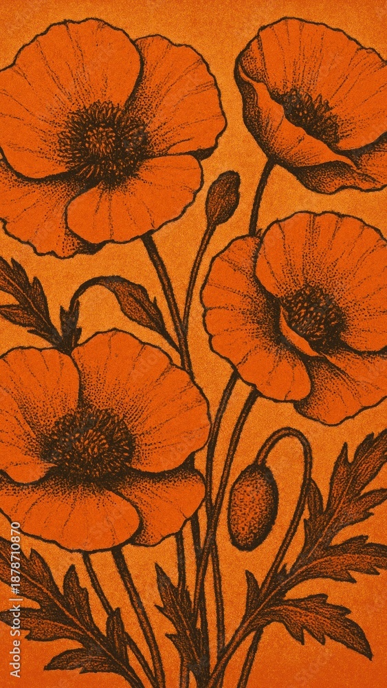 Naklejka premium Vibrant poppy flowers mobile wallpaper