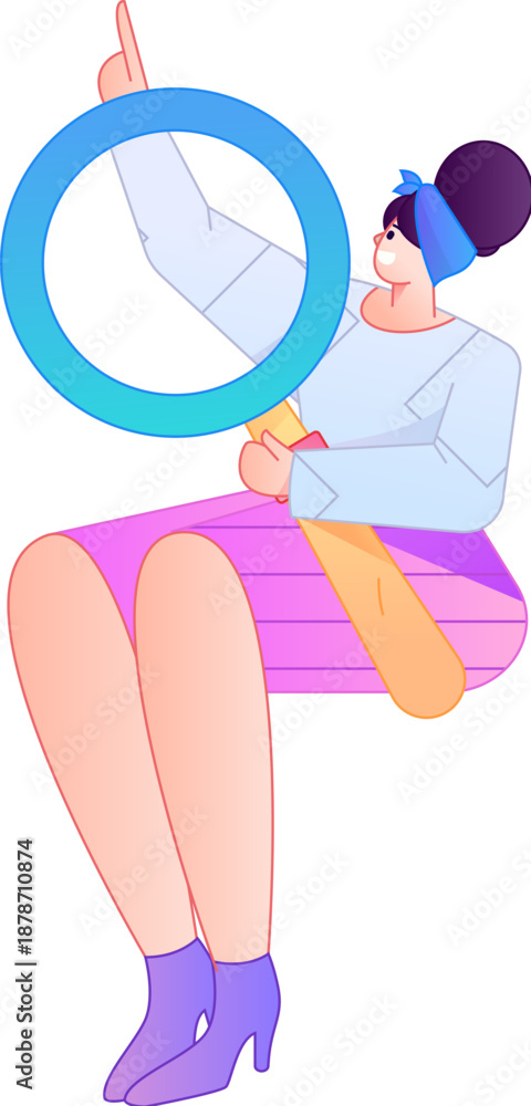 Obraz premium Vector illustration of a person holding a magnifying glass searching, studying, and observing. 