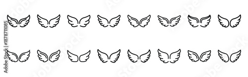 valentines day cupid wings simple line art icon set. Simple outline collection for valentines day.