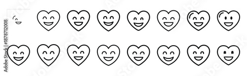 valentines day heart smile emoji line art icon set. Simple outline collection for valentines day.