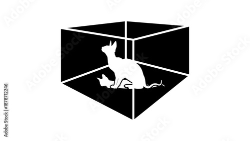 Schrodinger's Cat,black isolated silhouette