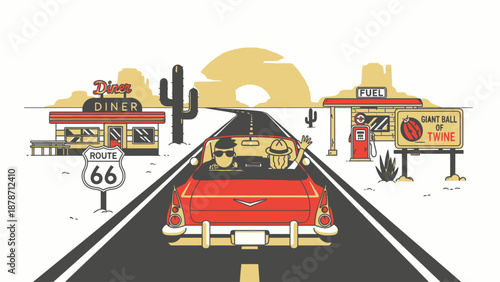 Route 66 Reverie: Cruising Through Americana