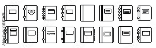valentines day love memory scrapbook line art icon set. Simple outline collection for valentines day.