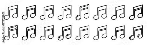 valentines day love music heart line art icon set. Simple outline collection for valentines day.