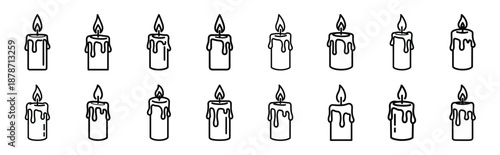 valentines day romantic candle simple line art icon set. Simple outline collection for valentines day.