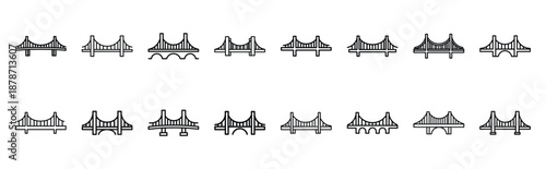 valentines day romantic love bridge line art icon set. Simple outline collection for valentines day.