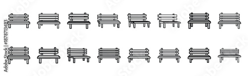 valentines day romantic love park line art icon set. Simple outline collection for valentines day.