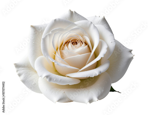 Fresh white rose with creamy ivory petals and soft velvety texture
