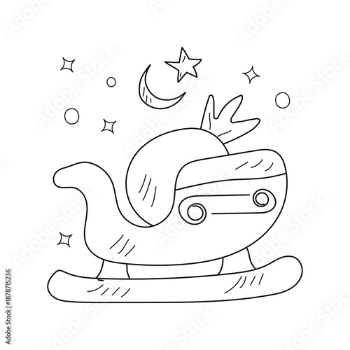 Sled  doodle icon with white background vector stock illustration