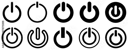 set collections power button icon On Off symbol. Power switch button sign. start and stop button template design vector illustration