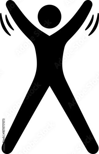Black jumping jack pictogram icon showing full body aerobic exercise for fitness training signage and interface design