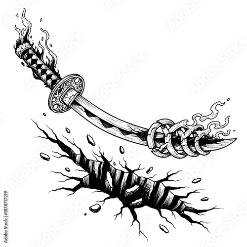 Crimson Rift Blade – Surreal Dagger Breaking Through the Ground