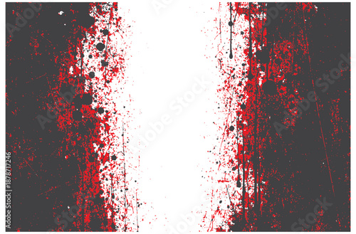  A stark black and red abstract background with ink splatters framing a bright central strip. Perfect for grunge aesthetics, textures, and bold contrast in posters