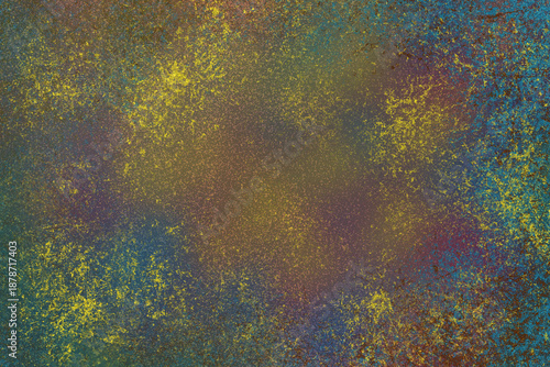 Distressed Grunge Abstract Background with Gold Splatter and Teal Tones. Created in Procreate.