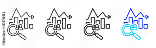 Market Research icon set collection creative outline style for product lifecycle management with multiple thickness variations suitable for digital branding and UI design