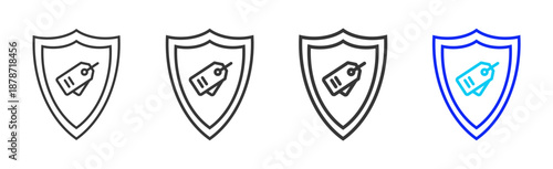 Brand Protection icon set collection creative outline style for product lifecycle management with multiple thickness variations suitable for digital branding and UI design