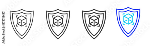 Design Security icon set collection creative outline style for product lifecycle management with multiple thickness variations suitable for digital branding and UI design