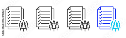Eco Compliance icon set collection creative outline style for product lifecycle management with multiple thickness variations suitable for digital branding and UI design