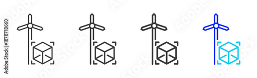 Cube Energy icon set collection creative outline style for product lifecycle management with multiple thickness variations suitable for digital branding and UI design