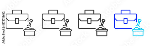 Sandbox Strategy icon set collection creative outline style for product lifecycle management with multiple thickness variations suitable for digital branding and UI design
