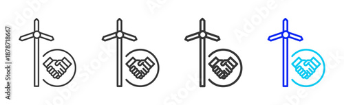 Green Pact icon set collection creative outline style for product lifecycle management with multiple thickness variations suitable for digital branding and UI design