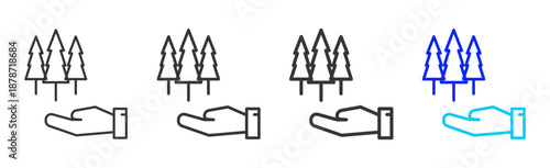 Team Trust icon set collection creative outline style for product lifecycle management with multiple thickness variations suitable for digital branding and UI design