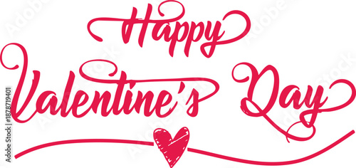 Happy Valentines Day handwritten text with a sketched heart a romantic greeting for cards and invitations isolated 