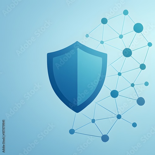 Cybersecurity Data Protection Concept with Digital Shield and Network