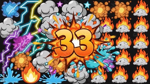 Wallpaper Mural Intense visual effects - Lightning, explosions, and fiery chaos in a vibrant display. Torontodigital.ca