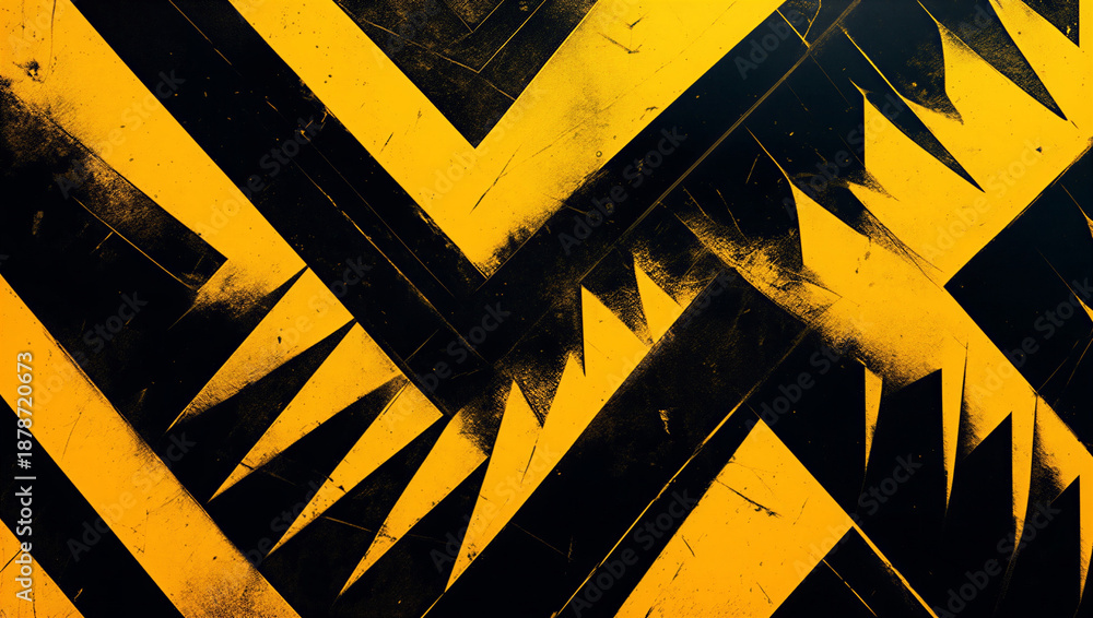 Obraz premium Vibrant Yellow Black Zigzag Pattern Background. Urban Geometric Texture Design Element.