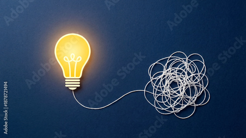 Concept Bright Idea Emerges from Chaos, Illustrating Problem Solving and Innovation