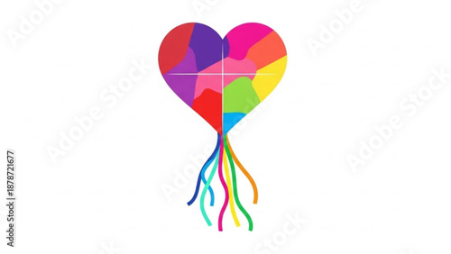 Colorful heart with roots symbolizing love and togetherness for valentine's day  