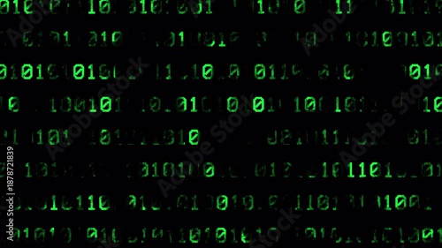 Digital binary code rain overlay loop featuring falling data numbers on black background for hacker and cyberpunk scenes 4K UHD