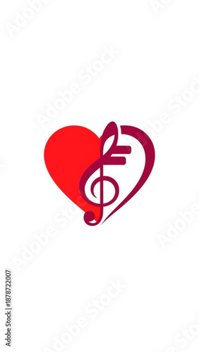 Heart shape with musical note symbolizing love and Valentine's Day  