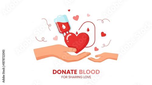 Hands exchanging heart and blood donation concept for Valentine’s Day  