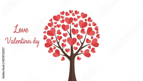 Love tree decorated with red hearts for Valentine's Day  