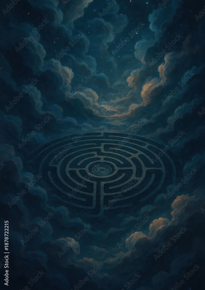 Naklejka premium Celestial maze amidst clouds