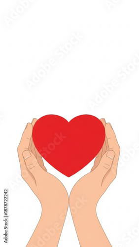 Hands holding a red heart symbolizing love for valentine's day  