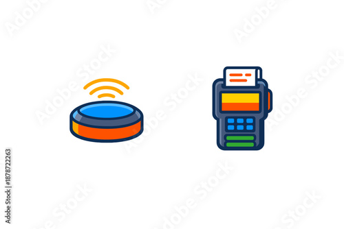 Smart speaker and credit card reader icons